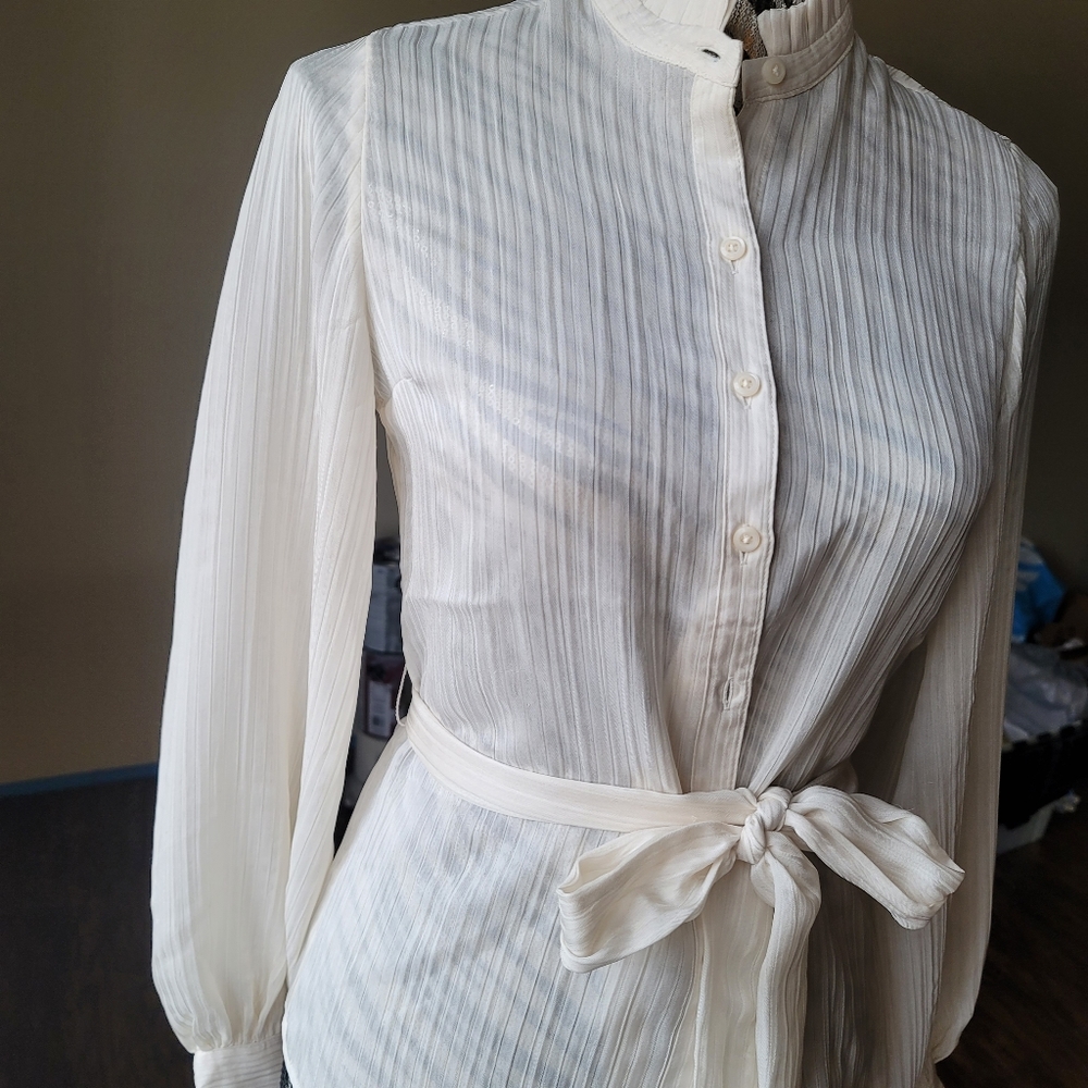 BRAND NEW, Express XXS swan button down blouse with hip tie